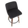 Lumisource Toriano Counter Stool in Walnut and Charcoal Fabric, PK 2 B26-TRNO2Q WLCHAR2